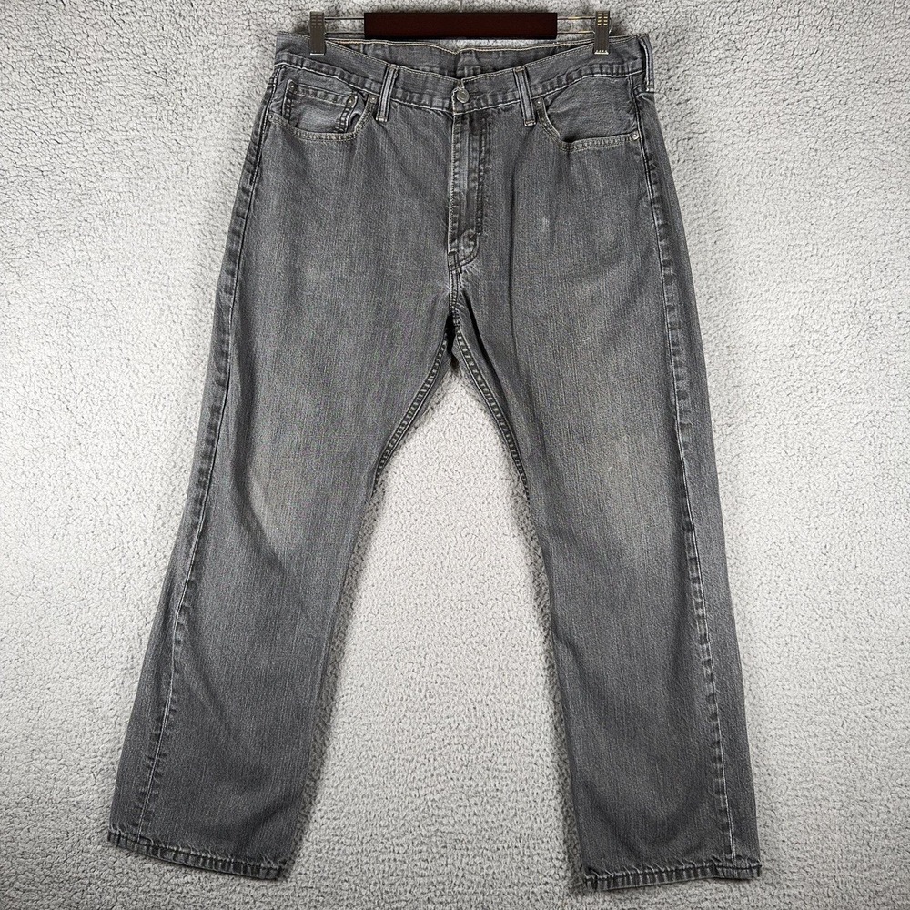 Levi's 513 Slim Straight Jeans Mens 38x30 Fits 35x26 Hemmed Gray Wash Denim